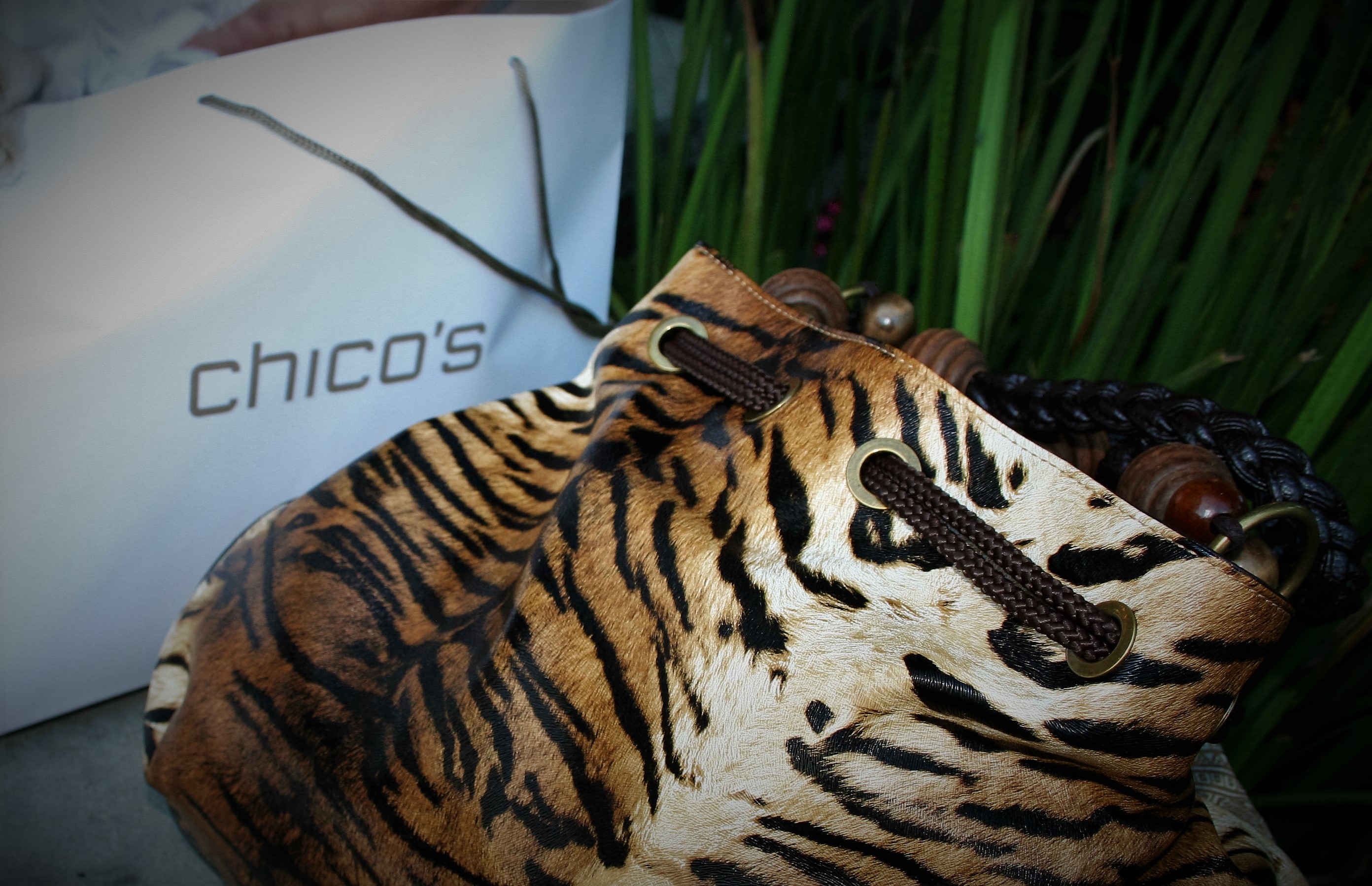 chicos, chicos purse, chicos tiger print purse