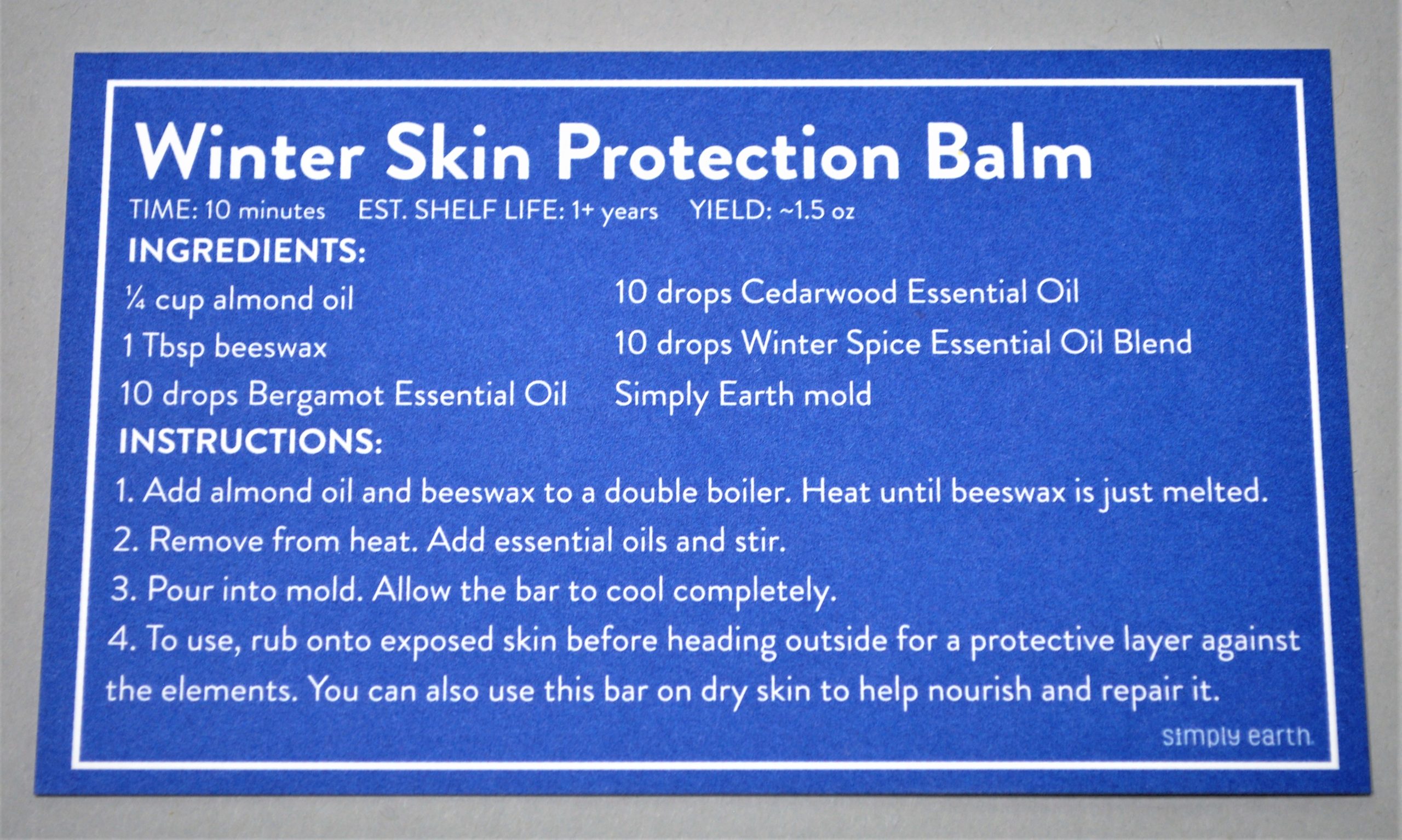 Simply Earth Winter Skin Protection Balm Recipe December 2020