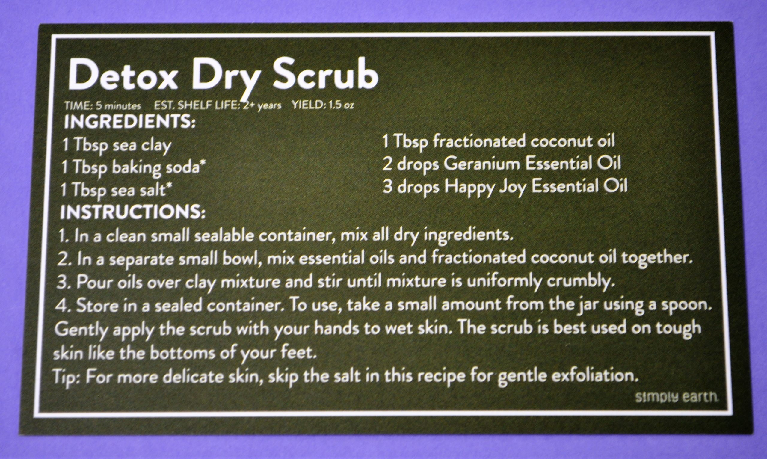 Detox Dry Scrub Recipe Card