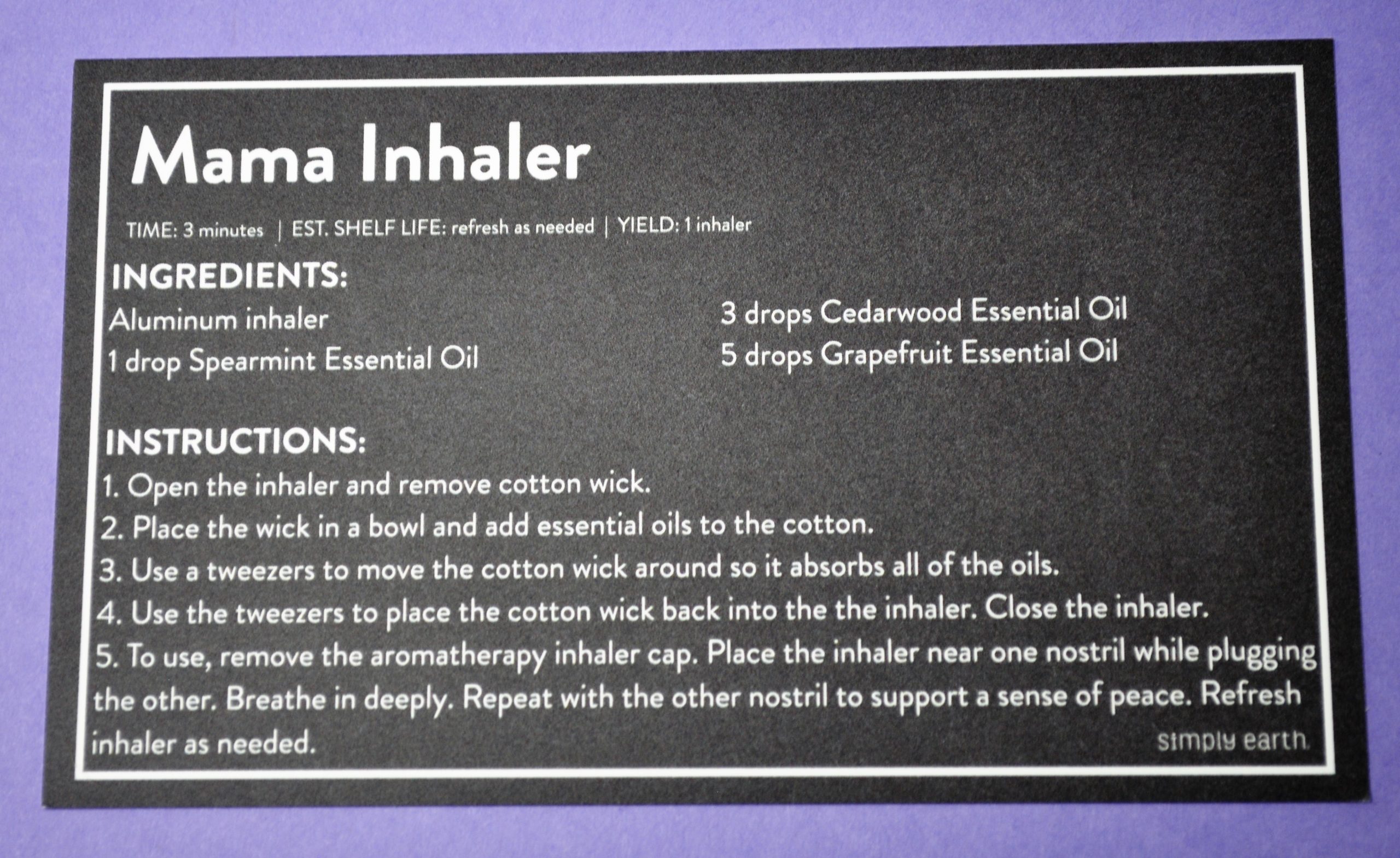 Mama Inhaler Recipe Card