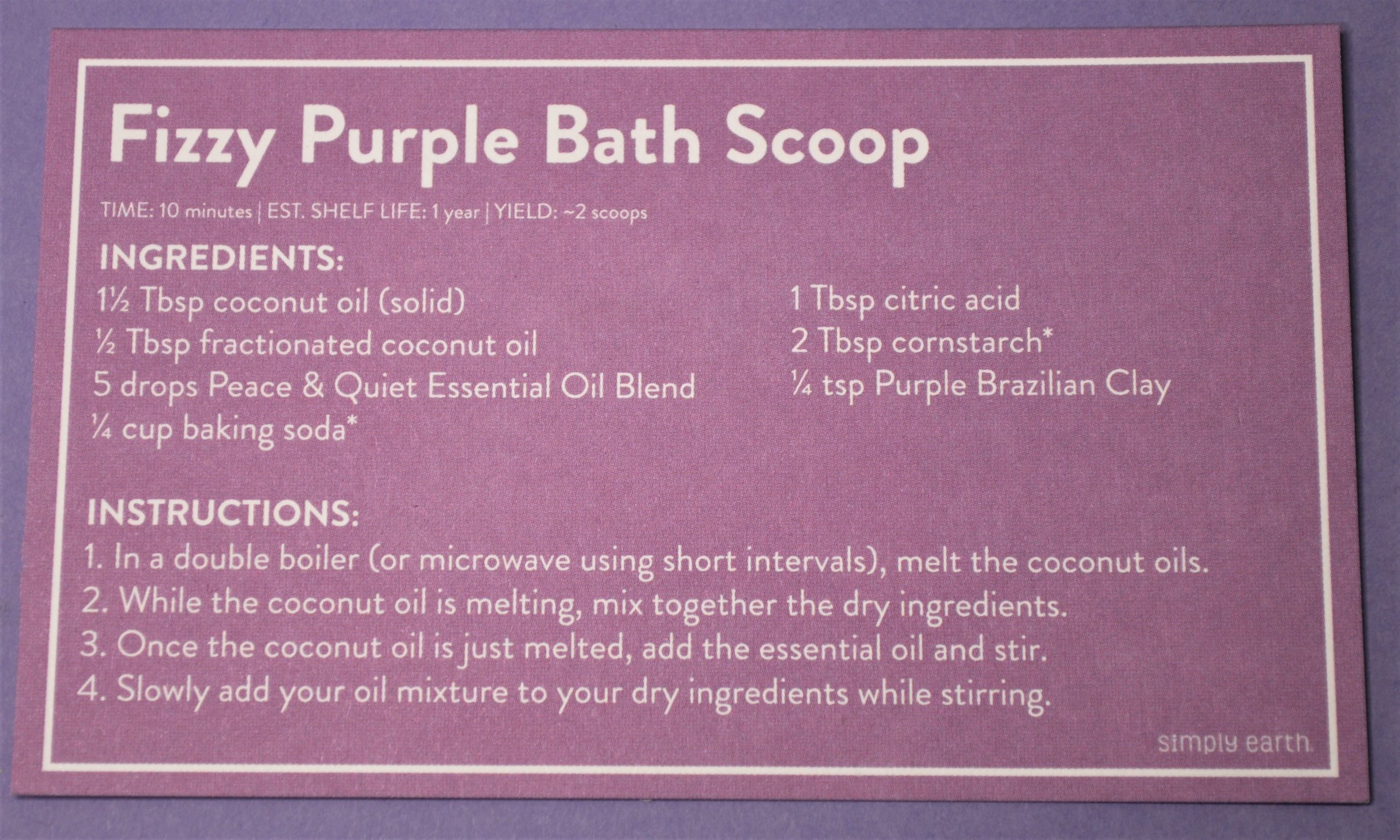 Fizzy Purple Bath Scoop Recipe Card