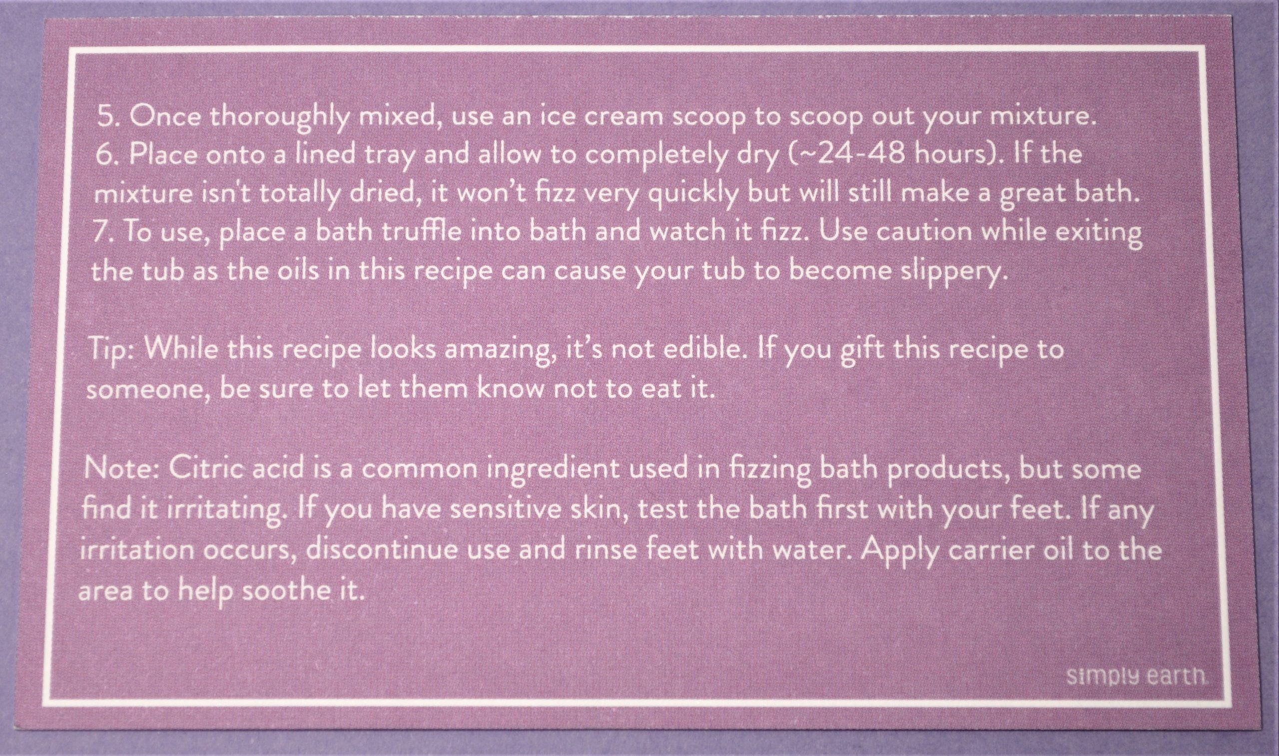 Fizzy Purple Bath Scoop Recipe Card