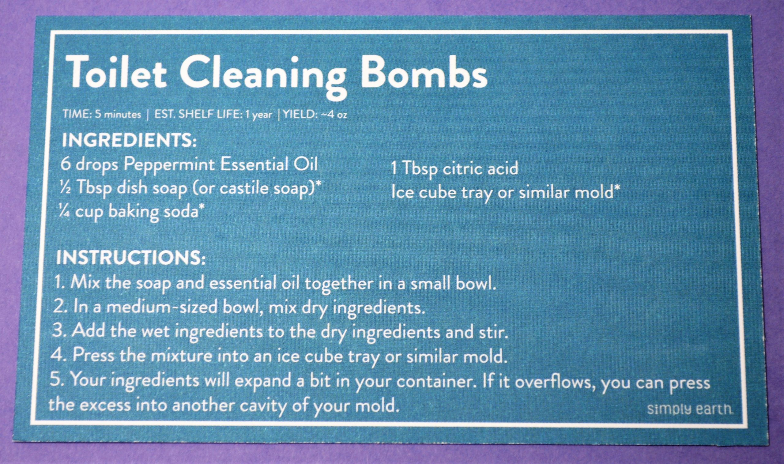 Toilet Cleaning Bomb Recipe Card