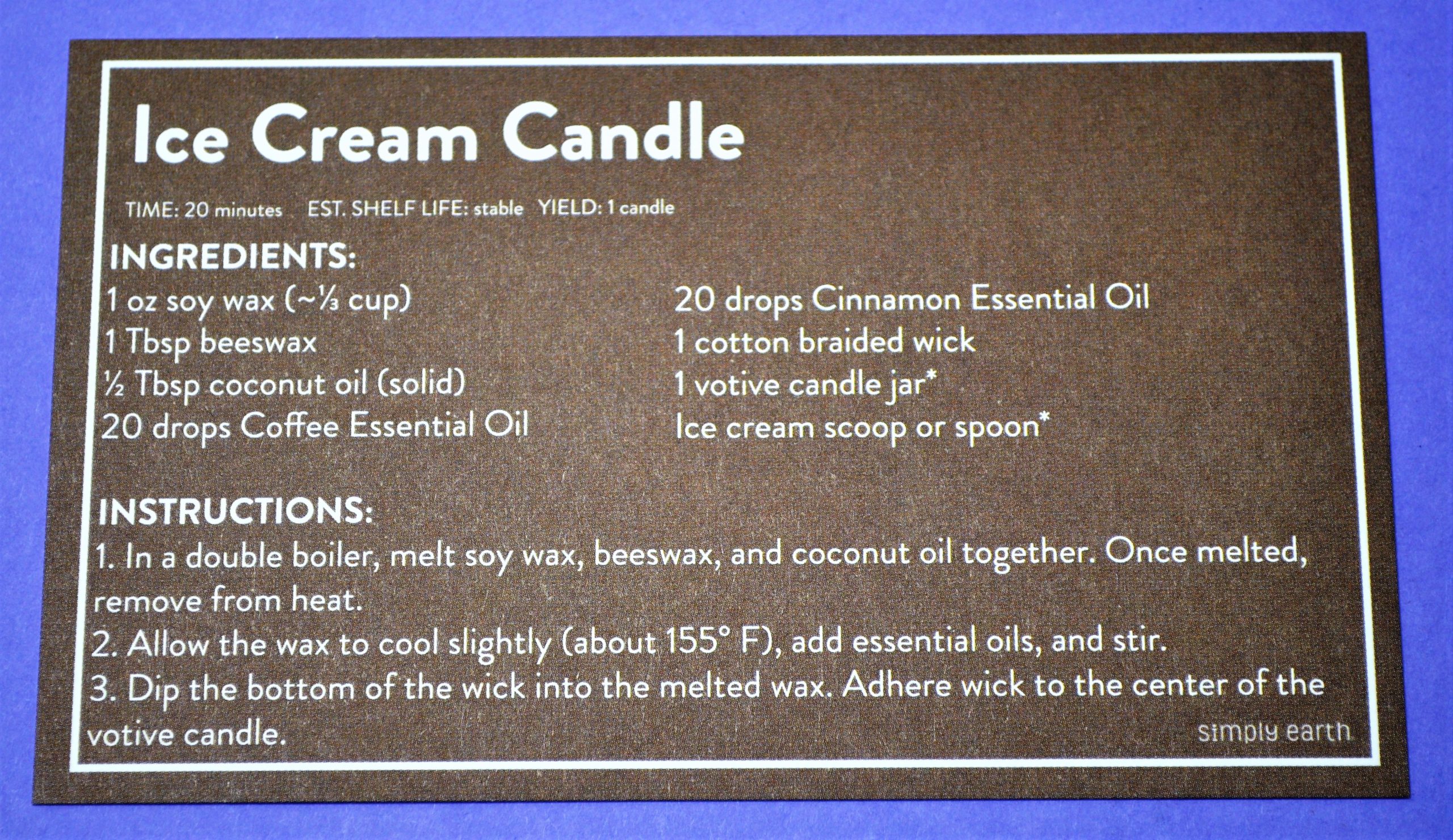Ice Cream Candle Recipe Card
