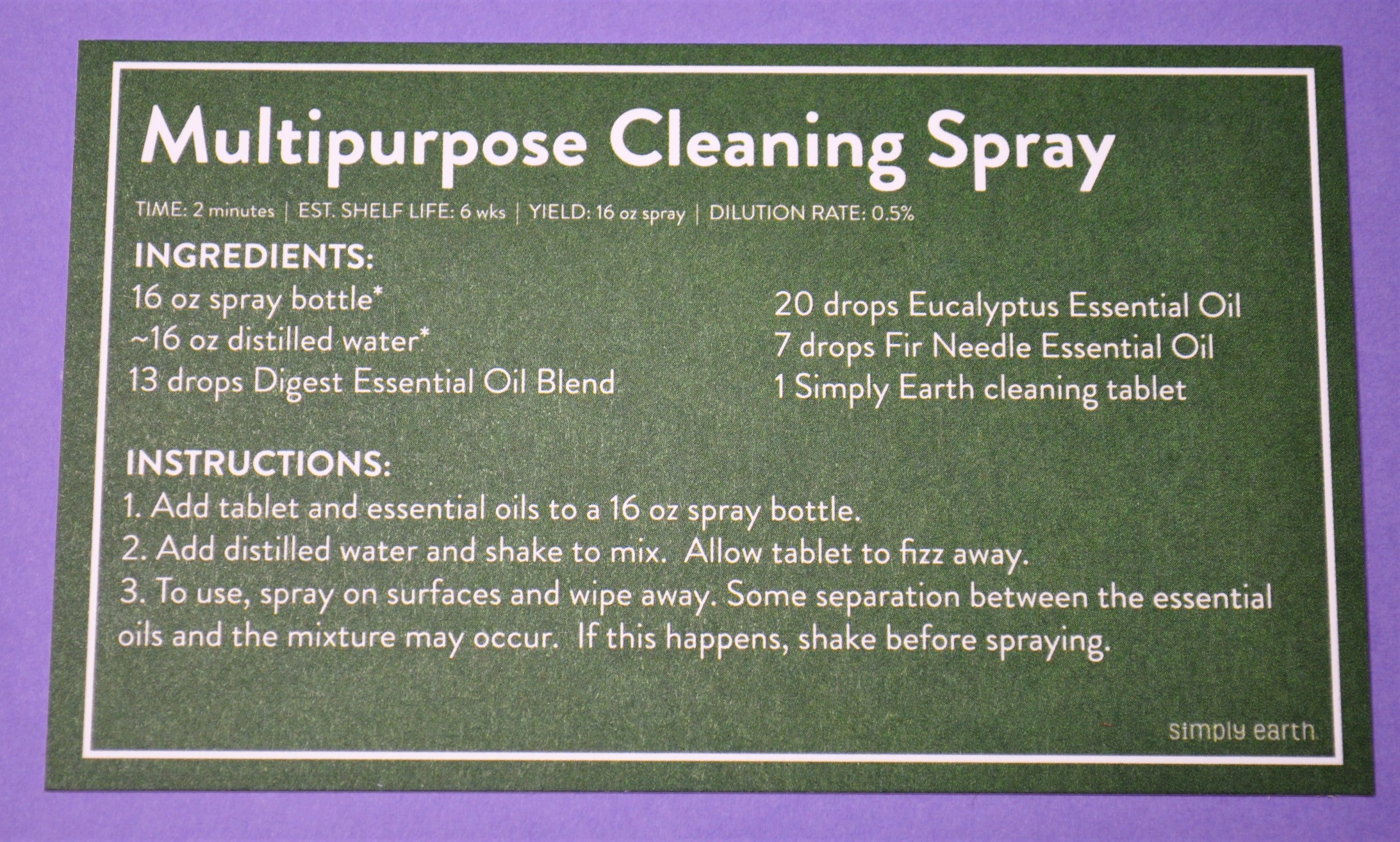 Simply Earth Multipurpose Cleaning Spray Recipe