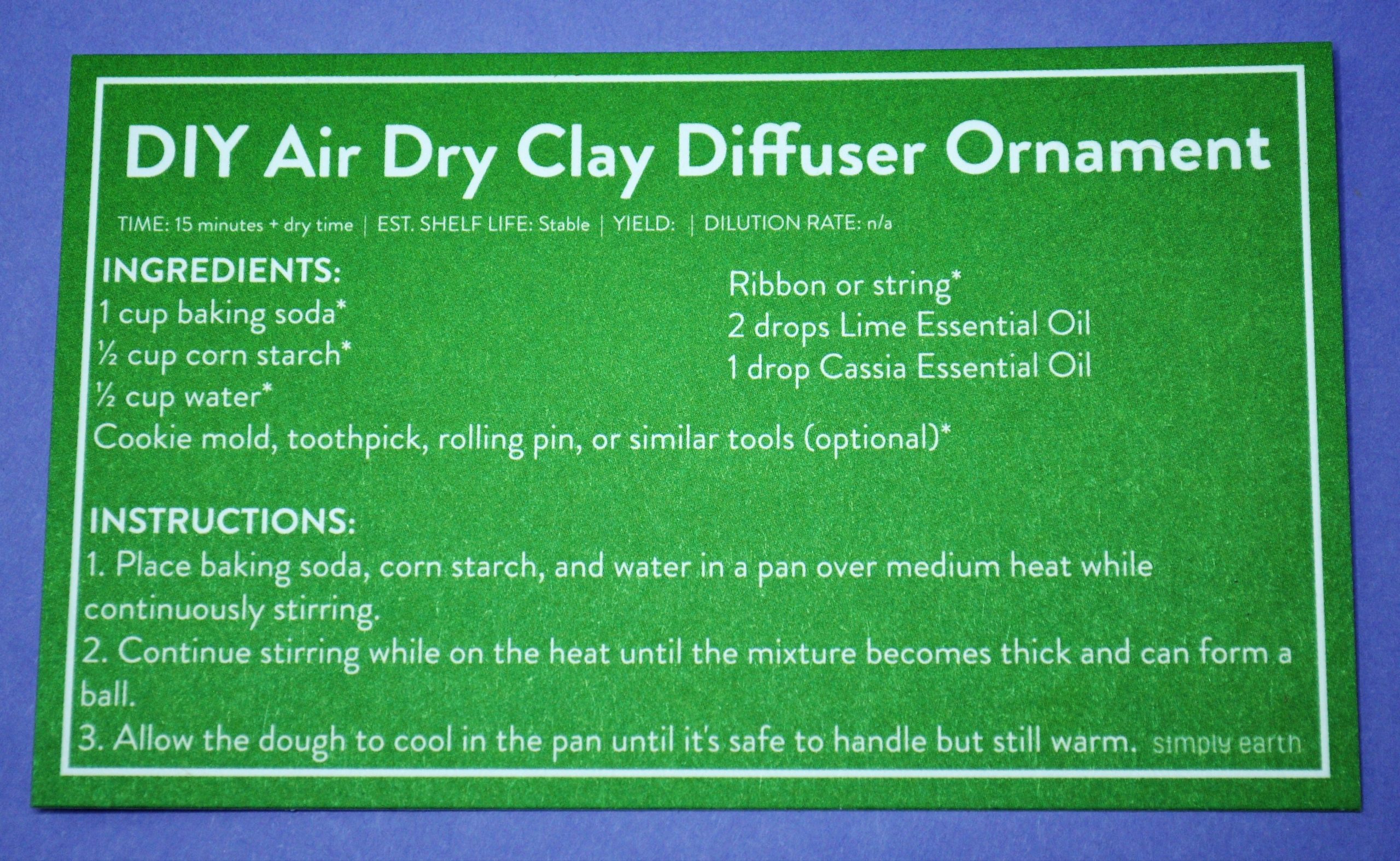 DIY Air Dry Clay Diffuser Ornament Recipe
