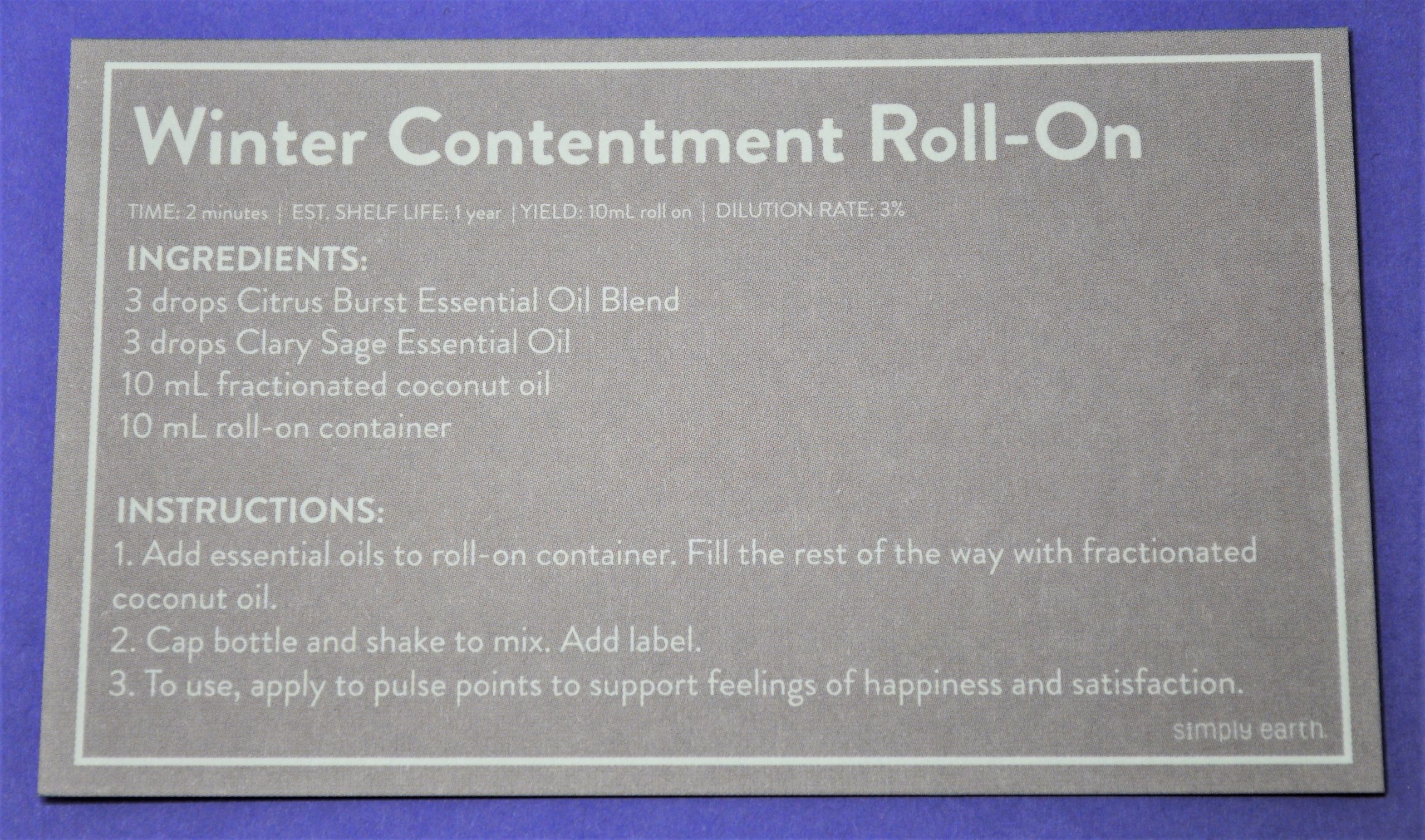 Winter Contentment Essential Oil Roll On Recipe