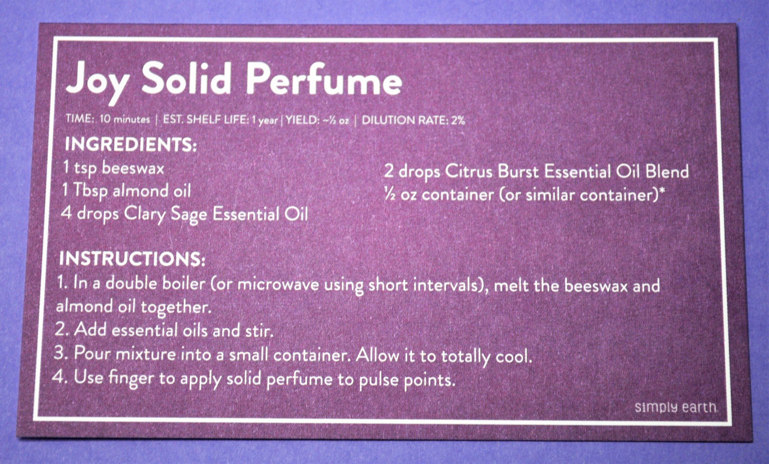 Joy Solid Perfume Recipe