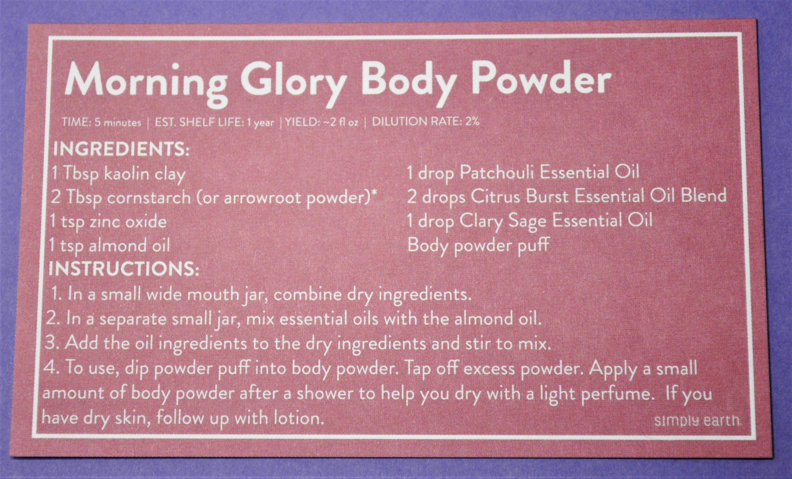 Morning Glory Body Powder Recipe