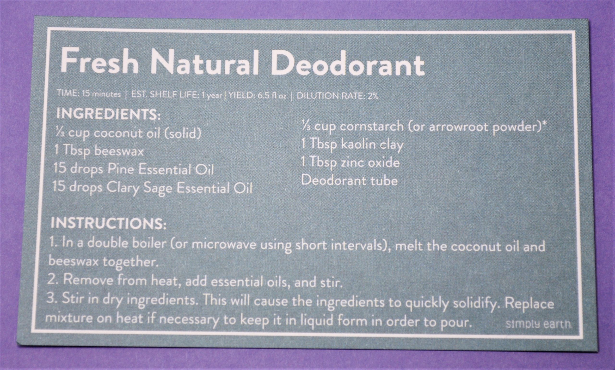Fresh Natural Deodorant Recipe
